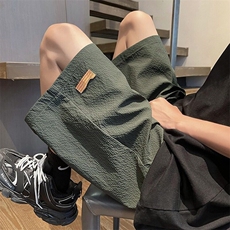泡泡纱短裤男夏季潮牌美式速干沙滩裤冰丝休闲五分裤宽松百搭裤子，男装休闲裤，星座506A