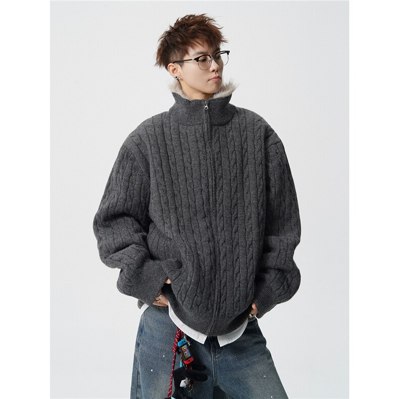 现货高品质可供得物座山雕立领针织毛衣外套310A-2ZSD2506P198,男装针织衫/毛衣,星座310A-2