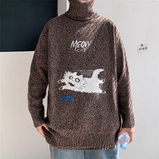 ！秋冬季潮流加厚高领毛衣男百搭印花针织衫毛线衫GM602P55，男装针织衫/毛衣，电商B220