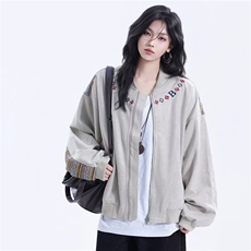 春季美式印花飞行夹克外套拉链宽松2026新款百搭舒适棒球服男女，男装夹克，星座715-4