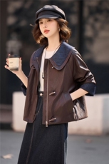 【春季女装新款】2026大量现货时尚洋气韩版宽松短款皮衣外套，女装皮衣，缘衣格