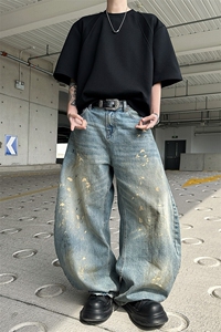 8XL-M 美式高街高克重短袖T恤男宽松短款BOXY正肩上衣半袖DX334图片