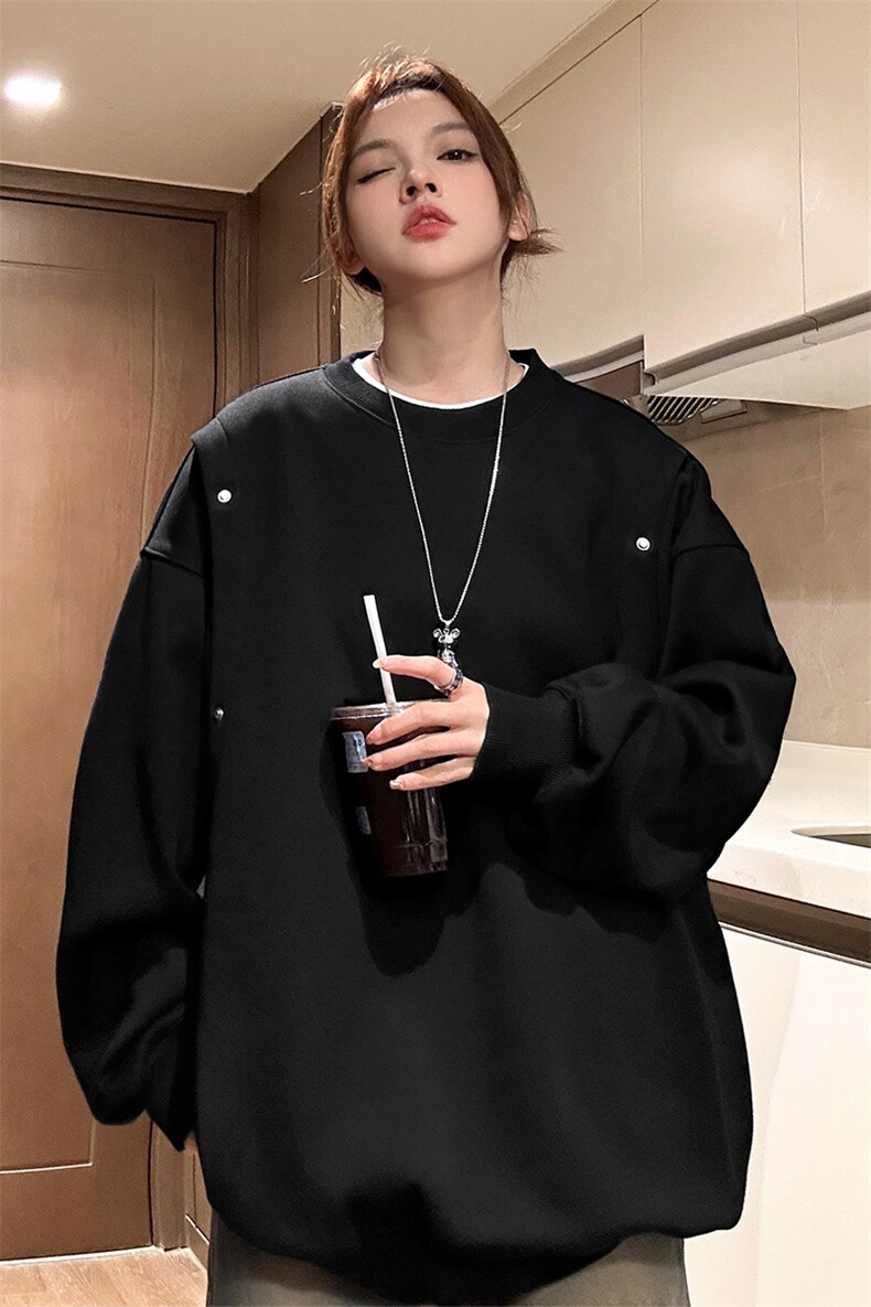中性2025秋装新款圆领套头宽松卫衣男女装秋季情侣外套潮S297-P58,女装短外套,电商A233-1