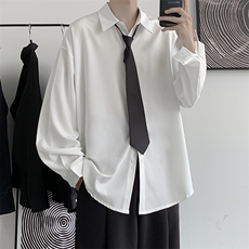 长袖衬衫男宽松情侣韩版港风学生班服休闲衬衣潮CS060-P35送领带，男装衬衫，星座1008