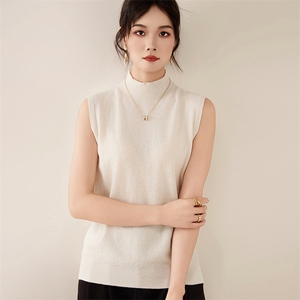 2025秋冬百搭时尚简约高领无袖针织衫打底简约，女装针织衫/毛衣，朝辰羊绒