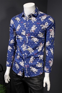 2021花衬衫大码衬衣沙滩纯棉衫长袖9702P50 M-7XL码假模图图片