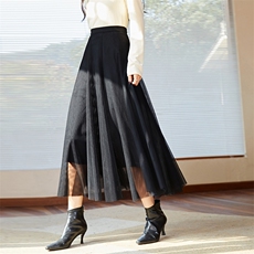 网纱裙半身裙女2025春秋新款纱裙时尚显瘦韩版仙女裙中长款裙子，女装半身裙，灵动羽绒服工厂