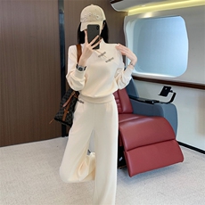 新中式风女秋季高端气质盘扣卫衣阔腿裤套装，女装套装/套裙，江南