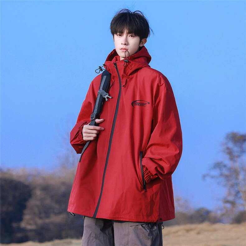 特批2025港风山系 字母印花宽松连帽防水夹克 F561 P65控98图片
