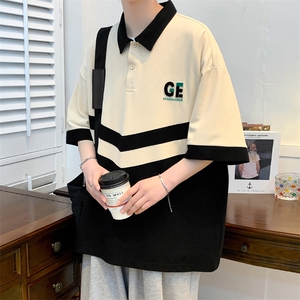 2024夏上新学生撞色拼接半袖宽松休闲短袖T恤男女 628-P40控价68图片