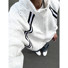 抖音得物高品质二开25秋冬美式重磅结构织带撞色立领卫衣外套W70，男装卫衣，电商A486-1