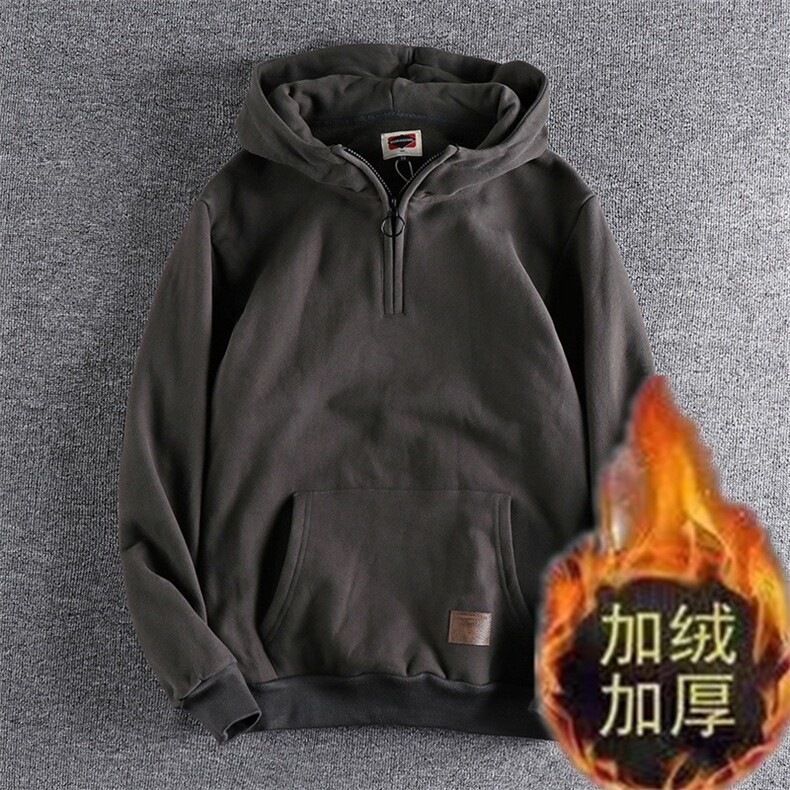 复古秋冬加绒加厚男连帽袋鼠兜长袖套头卫衣外套WY3338P44-P48,女装短外套,星座1013-5