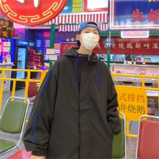 JK6008/P60秋装港风抽绳连帽夹克男女外套宽松大码上衣男装，男装夹克，电商A141