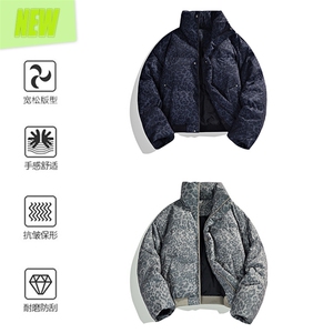 棉服立领面包服豹纹高街冬装复古男女棉衣外套做旧 HZ8820-P88图片