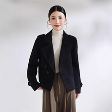 秋冬新款短款西装领双面羊毛大衣，女装双面呢大衣，阿吉丽克