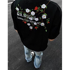纯棉刺绣花朵T恤男女短袖BT002-P33，男装T恤，星座412-1