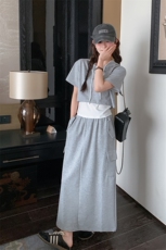 休闲套装女设计感小众高级感2025新款夏季学院风卫衣半身裙两件套，女装套装/套裙，2C271