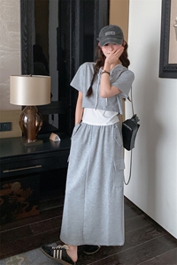 休闲套装女设计感小众高级感2025新款夏季学院风卫衣半身裙两件套图片