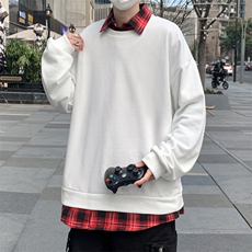 2023假两件衣男士纯色休闲百搭圆领WY010-P43，男装卫衣，星座308B-1