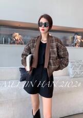 美巾涵5121呢料格子短款外套，其它，美巾涵