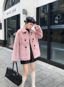 冬季皮毛一体，莫卡熊面料手感超柔软，女装，米朵拉