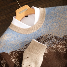 2025年秋季时尚百搭通勤简约休闲江山图提花，男装羊绒套衫，雪贝坊一店