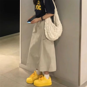 深灰色美式复古工装裙女夏薄2025新款中长款包臀裙高腰显瘦半身裙图片