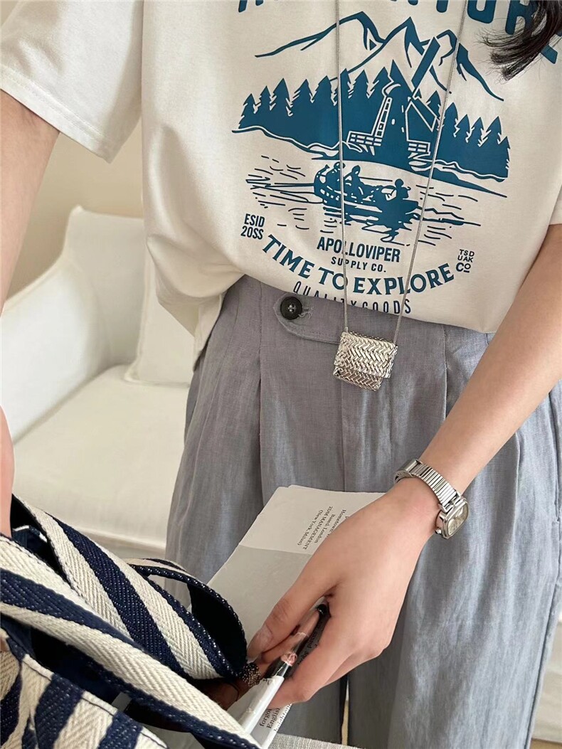 夏季百搭休闲裤时尚潮流中腰系绳,女装休闲裤,洛丽兰可