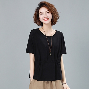 2023年夏季新款潮韩版休闲百搭短袖T恤女宽松显瘦套头圆领上衣服图片