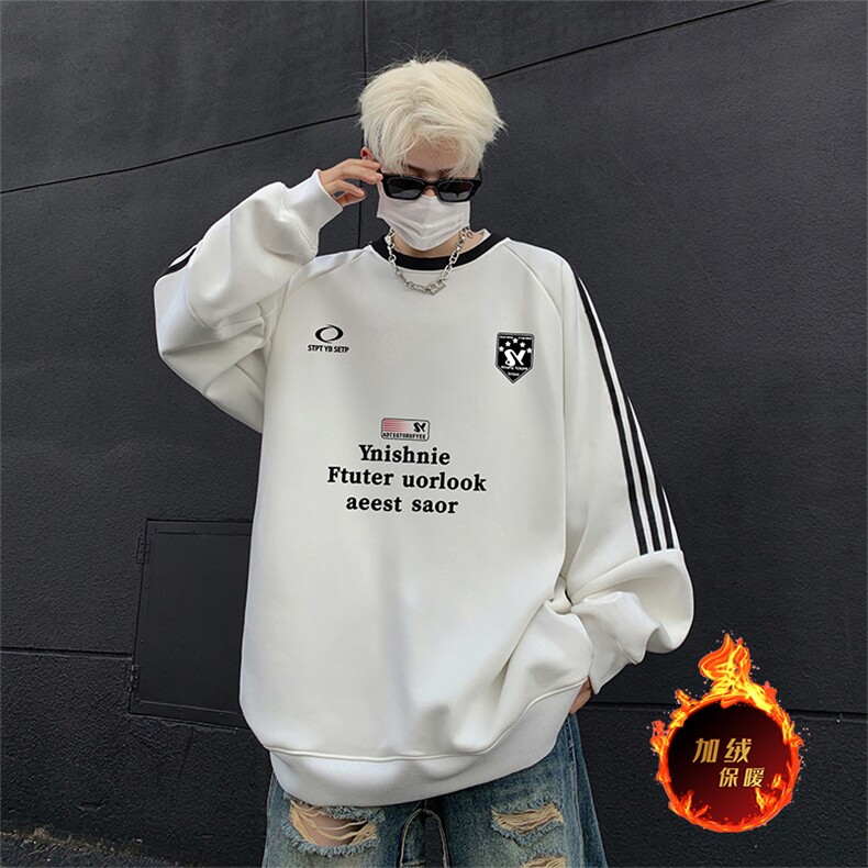 抖音得物供货提供视频秋冬重磅美式宽松织带圆领卫衣0327,男装卫衣,电商A486