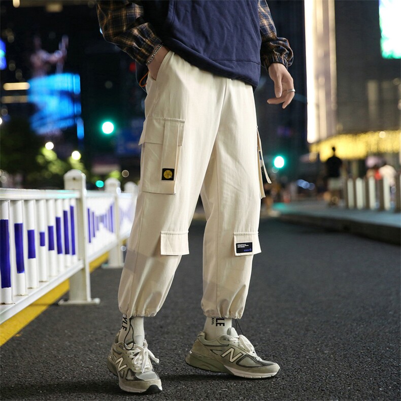 2021春秋新款工装裤九分裤宽松束脚裤潮牌男士小脚休闲裤DS828T图片