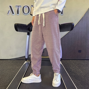 社会小伙秋冬新款休闲裤子男千鸟格店主风长裤2283-P65图片