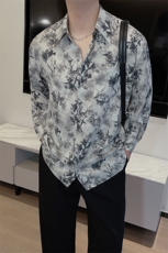 春夏新款免烫风花衬衫男高级感痞帅长袖网红防嗮衬衣CS853-P58，男装衬衫，电商B267