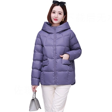 时尚保暖女士羽绒服大码宽松显瘦纯色外套冬季必备长袖棉衣，女装羽绒服，深妍伊美