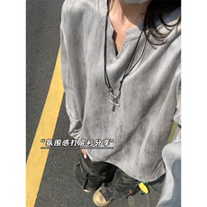 XZ809A/SYR27/P30/控48扎染麂皮绒V领长袖T恤卫衣，男装T恤，星座809A(原222-1)
