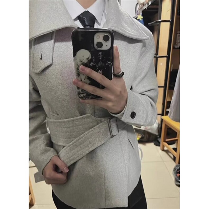 外套男款秋冬季加厚美式复古保暖毛呢夹克高级感短款大衣J8235,男装夹克,星座1116A（原606A-3）