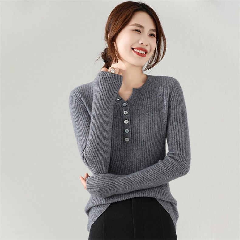 2024秋季新款女士长袖短款圆领套头35%羊绒衫休闲百搭，女装羊绒衫，富泽羊绒