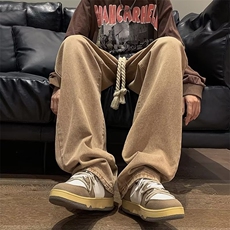 牛仔裤男款秋冬季高街vibe直筒阔腿裤子潮牌宽松时尚百搭休闲长裤，男装牛仔裤，星座1210-1