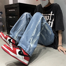 美式牛仔裤男潮流嘻哈高街扎染直筒裤潮牌ins拖地长裤NK10-P40，男装牛仔裤，星座1008