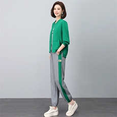 时尚休闲束脚套装秋季新款显瘦百搭运动服，女装套装/套裙，依恋蒂丝