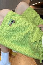 泡泡纱腊肠狗刺绣短裤男夏季薄款青少年多巴胺穿搭宽松运动五分裤，男装休闲裤，电商A001-1