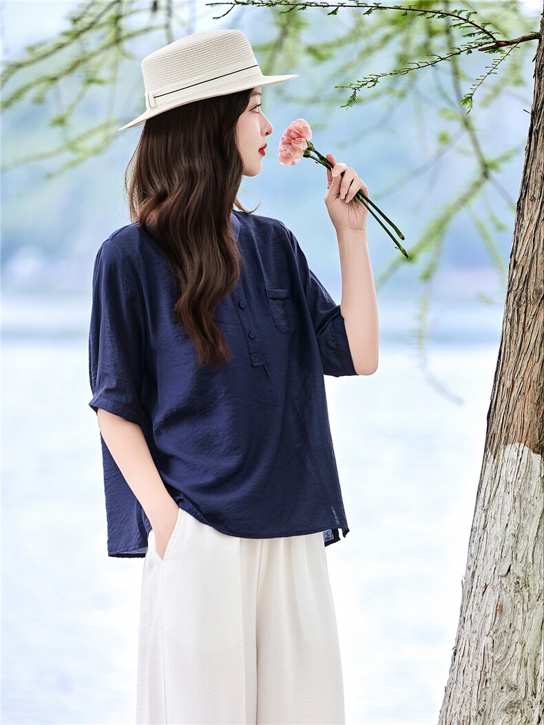 时尚洋气优雅套装女2026夏季新款复古气质衬衫宽松阔腿裤两件套,女装套装/套裙,魅影