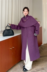 双面羊绒披肩两件套长款大衣2C067-972-P385-K499，女装毛呢外套，茵姿媚