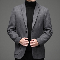 CKM903钱塘2020-2中年男士商务休闲时尚百搭冬季厚款毛呢西服P122，男装毛呢大衣，钱塘207-2