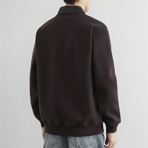 韩系宽松长袖衬衫领套头卫衣 男秋季上衣潮流假两件内搭打底衫图片
