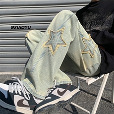 XZ616春季新款外景黄泥色星星牛仔裤TY517P55控68，男装牛仔裤，星座512A（原616）