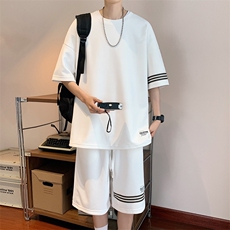 直播品质！2024夏季新款男士珠地短袖T恤套装学生一套TZP001P70，男装T恤，电商B220