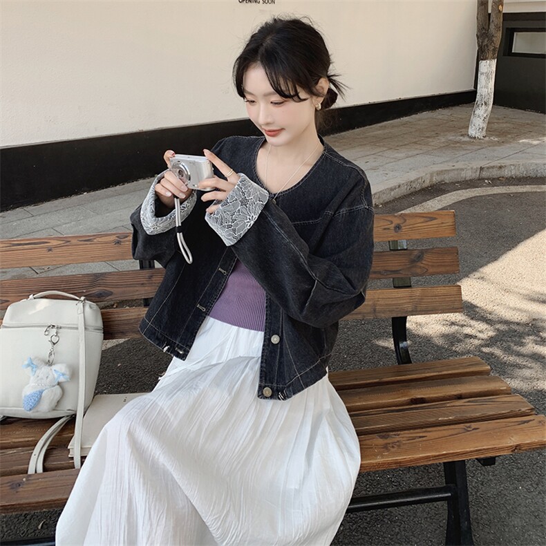 复古牛仔外套女2025春季新款设计感超好看小个子宽松休闲短款夹克,女装短外套,2C261