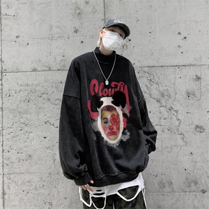 水洗做旧加绒加厚卫衣男23冬高领头像印花打底衫 XZ514-2-X58-P78图片