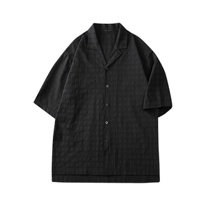 C5029/P40夏季新品西服领衬衫男个性肌理感格纹潮男宽松衬衣上衣图片